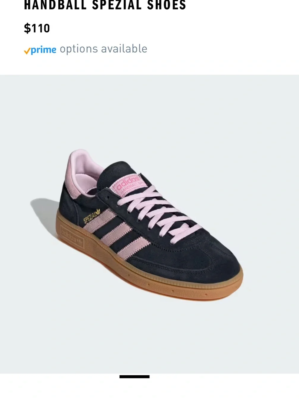 adidas Handball Spezial Black and Pink Suede Sneakers with Gum Sole